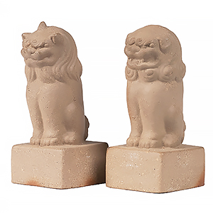 【神具】備前焼　狛犬(獅子)　作家物　上品