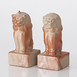 【神具】備前焼　狛犬(獅子)　作家物　上品-21